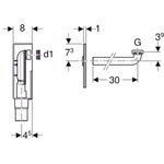Sifón empotrado, referencia 151.120.11.1 de Geberit para lavabos, con caja de montaje de pared y embellecedor, salida horizontal